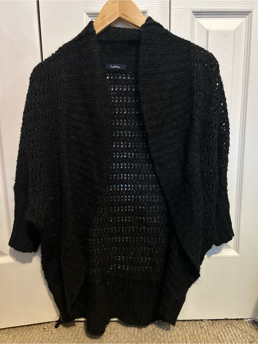 Black Open-Knit Women's Sweater Cardigan